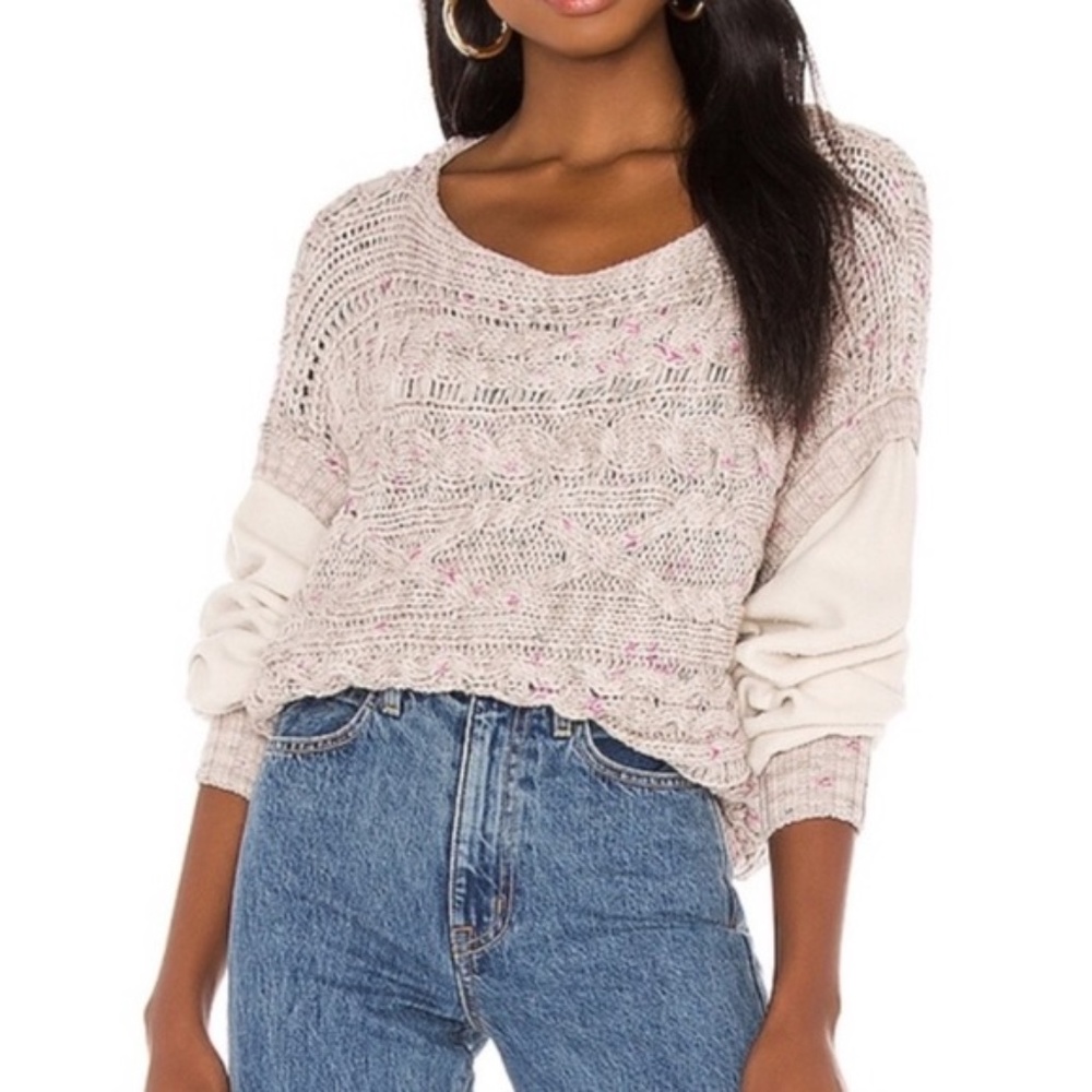 NWT Free People Sweater Honey Cable Pullover Multi Color Open Knit ~ Size Med - Picture 3 of 7